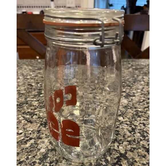 Vintage Clear Glass Jar Canister Coffee Spell Out MCM Retro Font Mid Century - Picture 11 of 13